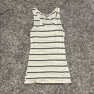 BKE White and Black Striped Tank Top